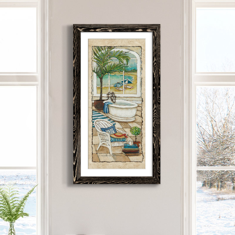Jour au paradis I - Peinture sur toile encadrée, Toile avec cadre noir