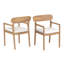 Chaises de salle à manger d'extérieur en bois d'acacia massif avec siège rembourré et dossier courbé minimaliste Oriel