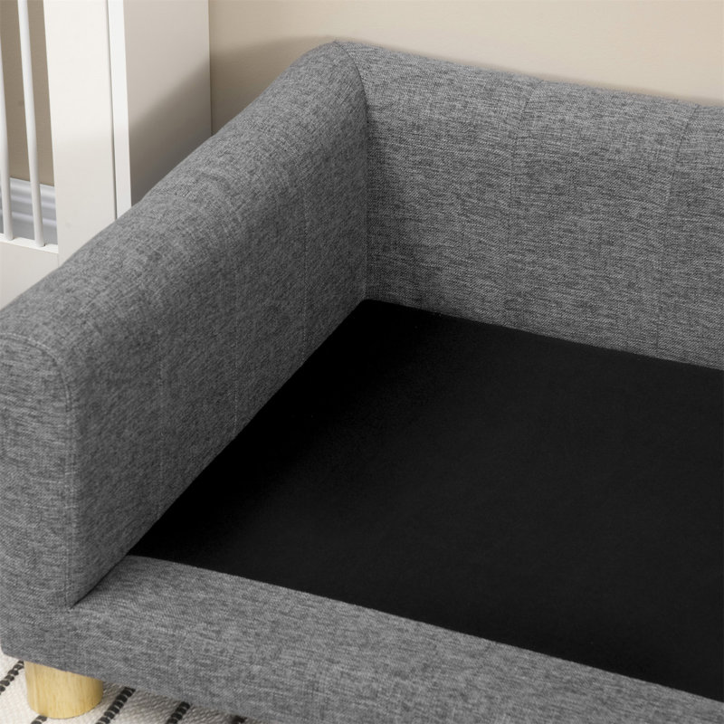 Large Dark Gray Elevated Dog Couch Bed with Removable Cushion