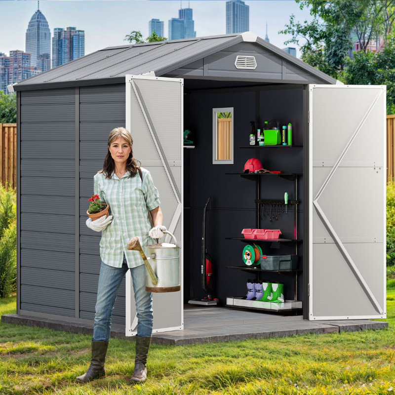 Outdoor Resin Storage Shed, 86.22"H x 74.80"W x 74.80"D