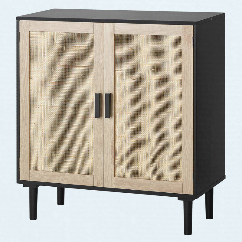 31.5" Rattan Storage Cabinet, Sideboard Buffet Cabinet with Adjustable Shelves and Magnetic Doors
