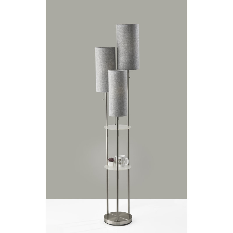 Lampe sur pied de table 68 po avec plateau Emelie, Gris, Gris