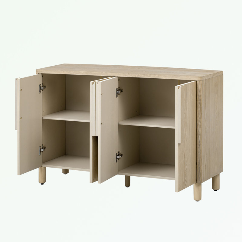 Buffet 4 portes avec tablettes réglables, Naturel