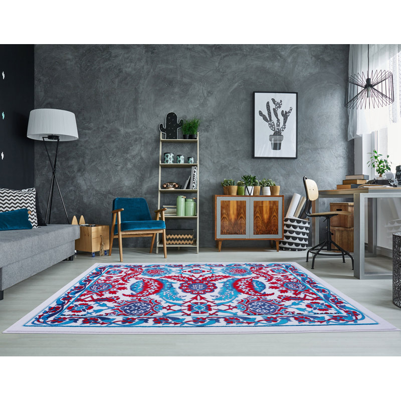 Tapis oriental bleu / rouge, Rectangle 5 pi 3 po x 7 pi 6 po