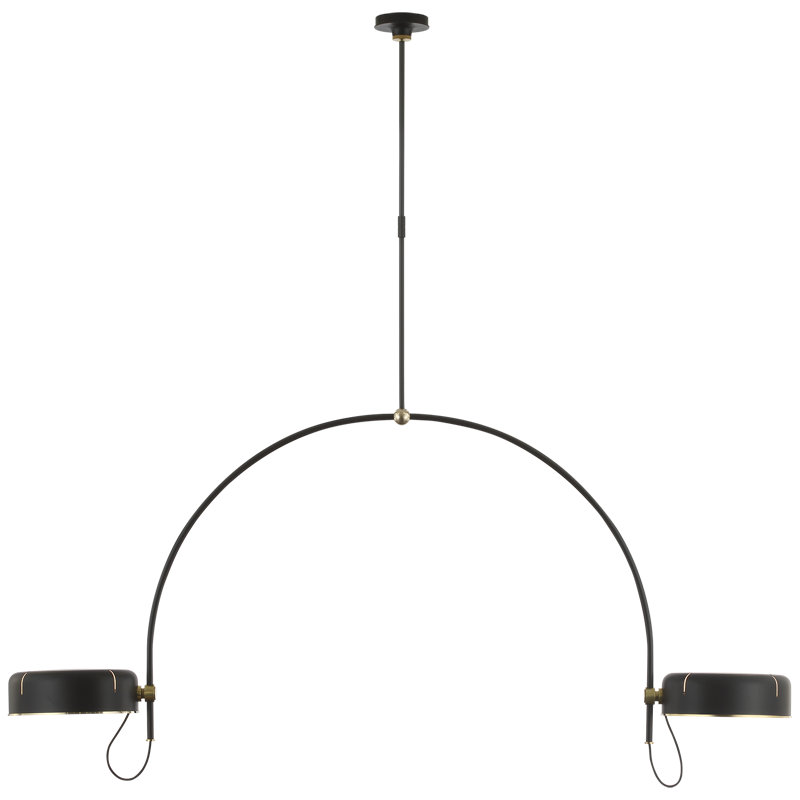 Thomas O'Brien Oso 72" Linear Arched Pendant, 76.5" H x 72.25" W, Iron, Modern Iron/Hand-Rubbed Antique Brass