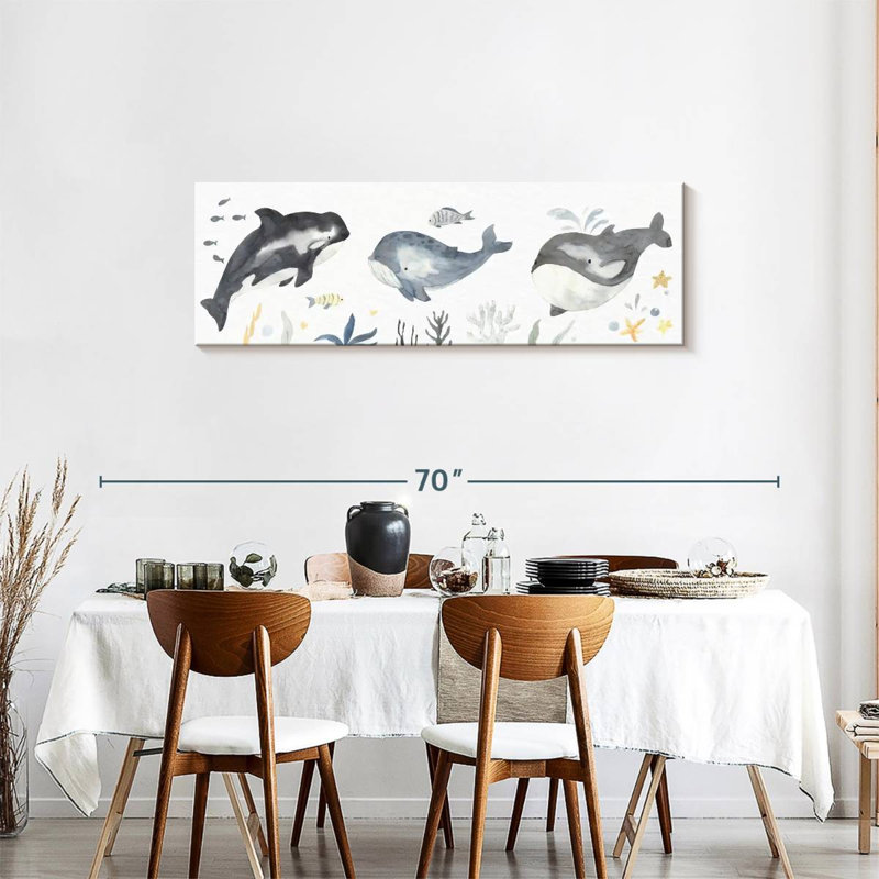" Nursery Whales " by IvaCuddlyMural, 18" H x 54" W x 1.25" D