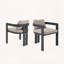 Ensemble de 2 chaises de salle à manger en aluminium avec finition et coussin gris foncé-450383642