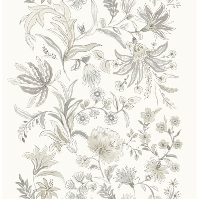 Teonna Light Pink Floral Stripe Wallpaper
