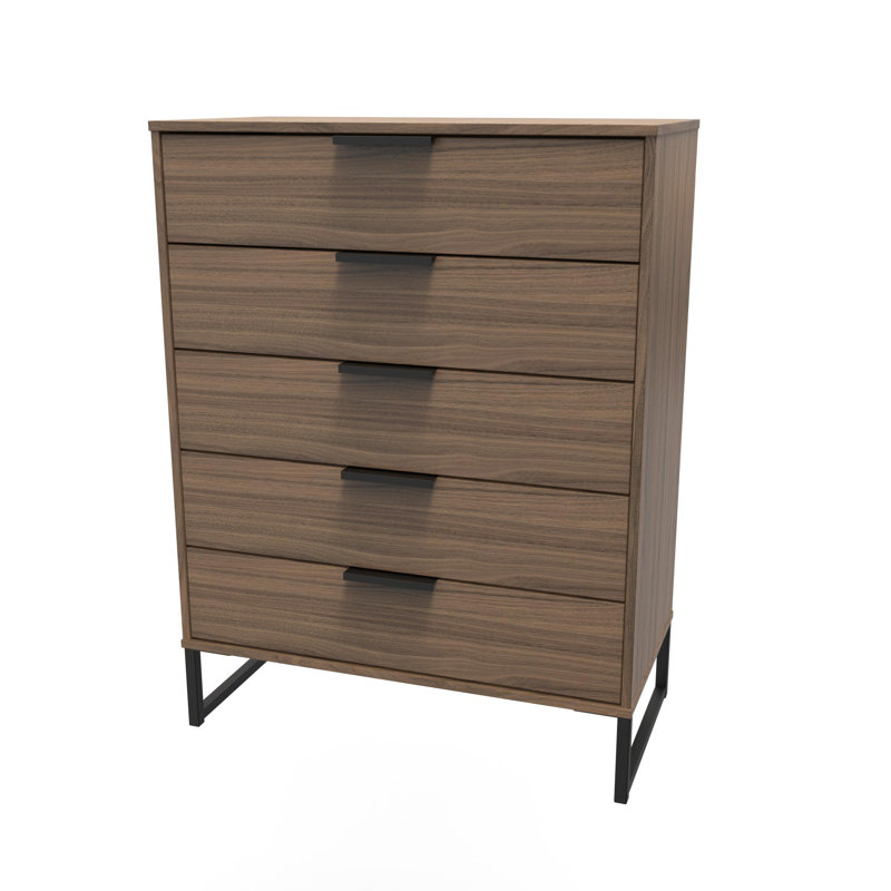 Turah 77cm W 5 - Drawer Chest of Drawers, Carini Walnut