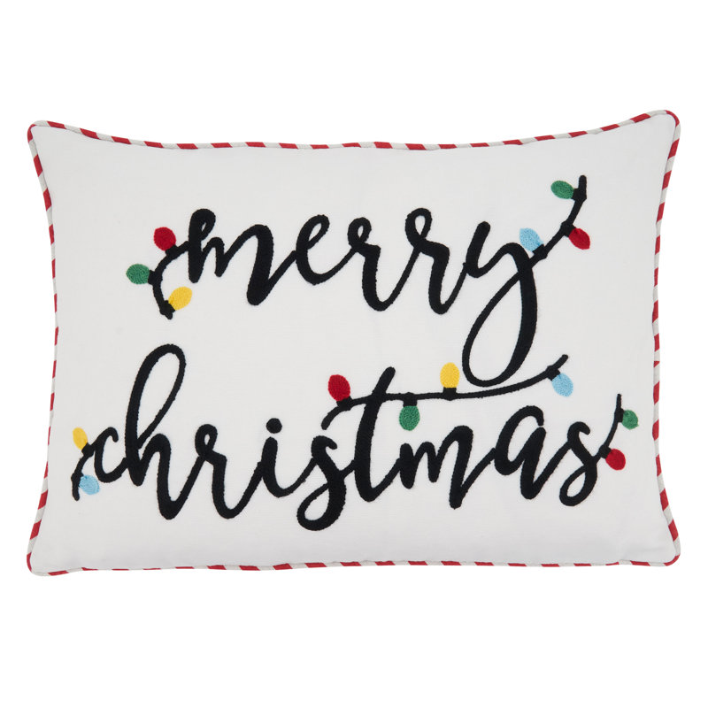Merry Christmas Lights Design Cotton Throw Pillow, Polyester/Polyfill