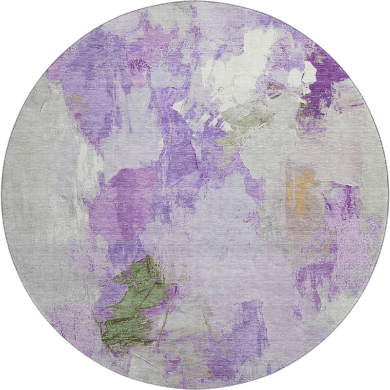 Premium Machine Washable Emest AMF1914 Abstract Rug, Round 8'