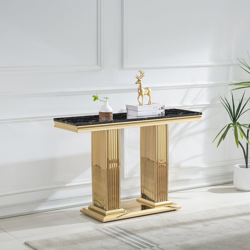 Console Burdell St0216, Noir, noir, noir, noir, Doré