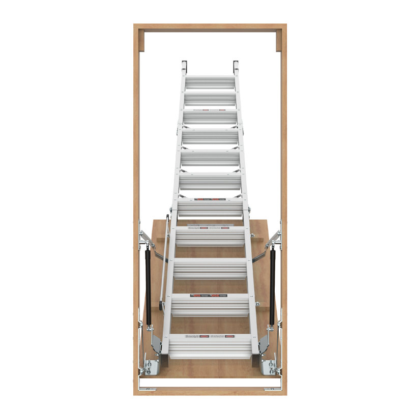 Échelle en aluminium pour grenier avec capacité de 350 livres et capacité de 22 1/2 po x 54 po au plafond de 7 à 10 pi