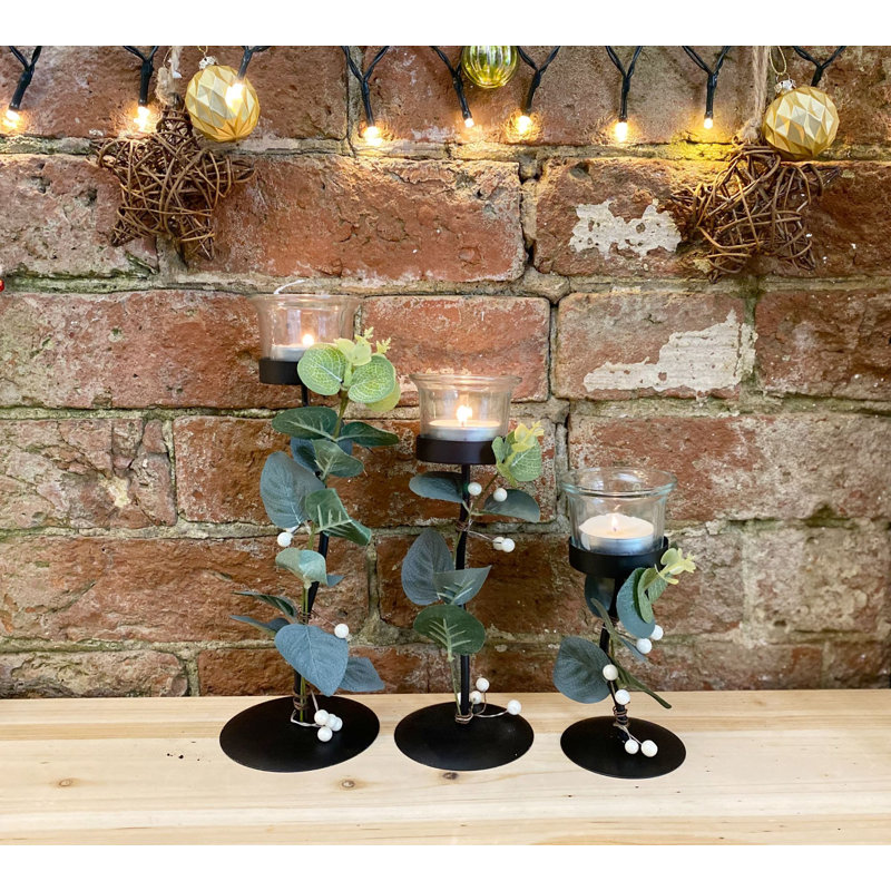3 Piece Glass Tabletop Tealight Holder Set