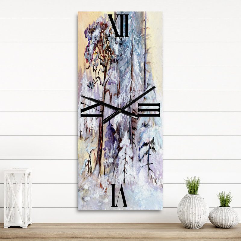 Horloge murale Winter Snowy Forest by the Lake, Petit