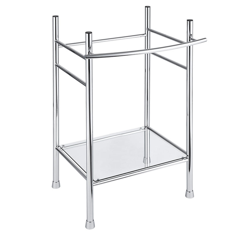 Edgemere Chrome Metal Console Table Legs with Glass Shelf