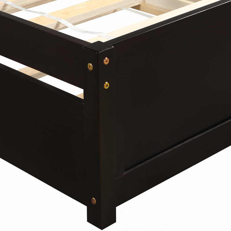 Structure de lit plateforme simple avec lit gigogne, Espresso