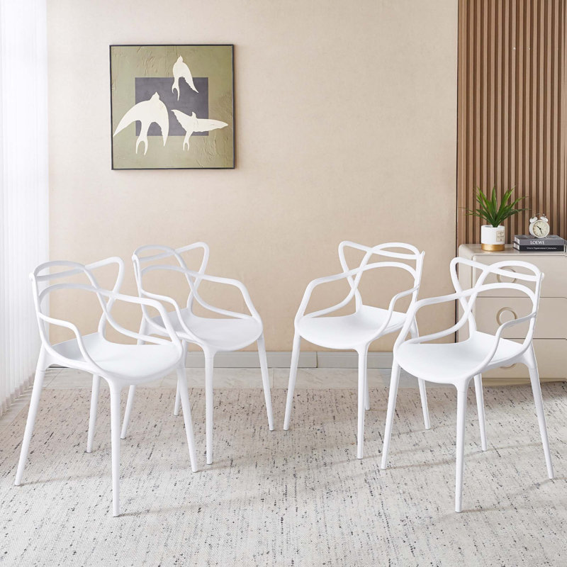 Ensemble de chaises de salle à manger modernes et transparentes, Blanc