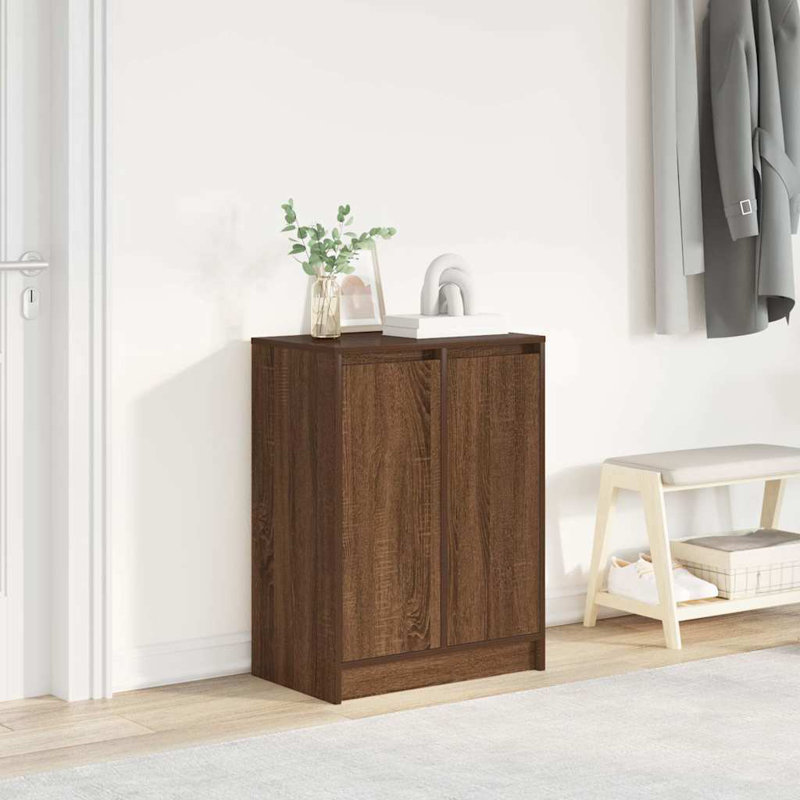 Shoe Cabinet 57X34x76 Cm Engineered Wood, Brown Oak