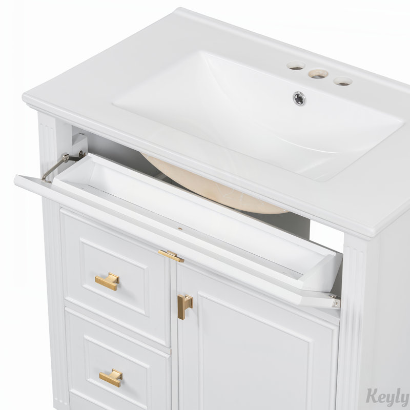 Meuble-lavabo 30 po avec lavabo, tablette réglable, Blanc