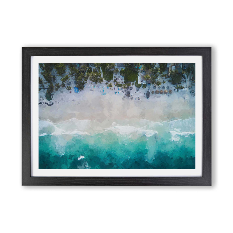 Tulum Mexico Beach - Framed Print, 62cm H x 87cm W x 2cm D, Black