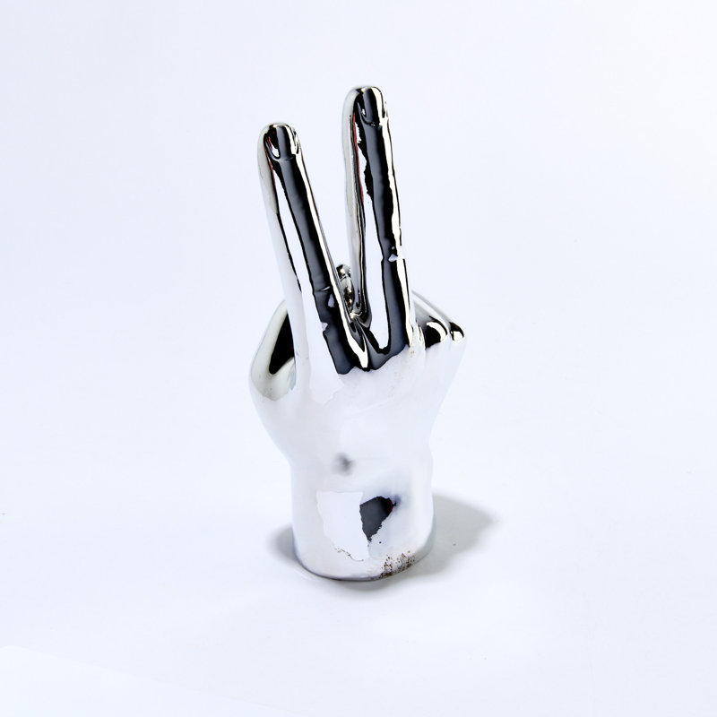 Chandresh Peace Sign Table Figurine, Silver