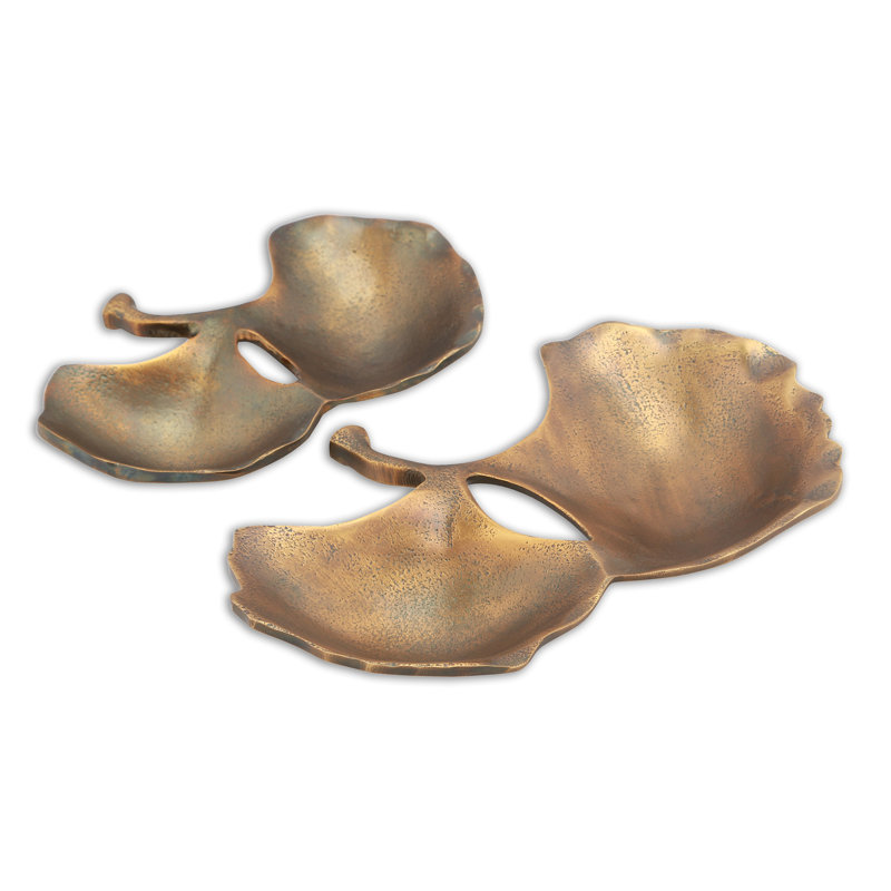 Ensemble de 2 plateaux à feuilles Gingko