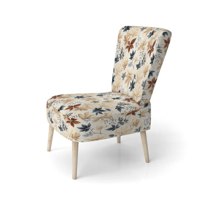 Chaise d'appoint rembourrée bohème et éclectique Vintage Leaves I