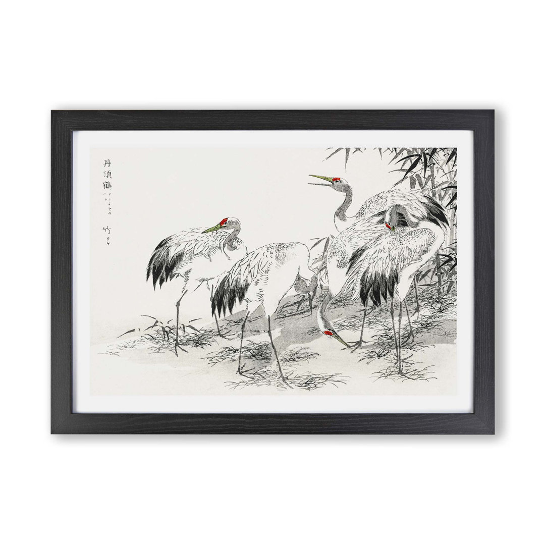 Japanese Cranes by the Bamboo by Numata Kashu - Wall Art