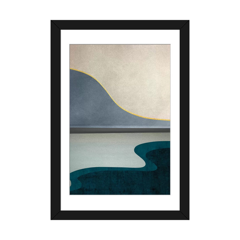 «Minimal Landscape V», reproduction sur toile, H 24 po x l 16 po x P 1 po, Papier beaux-arts encadré noir, Blanc