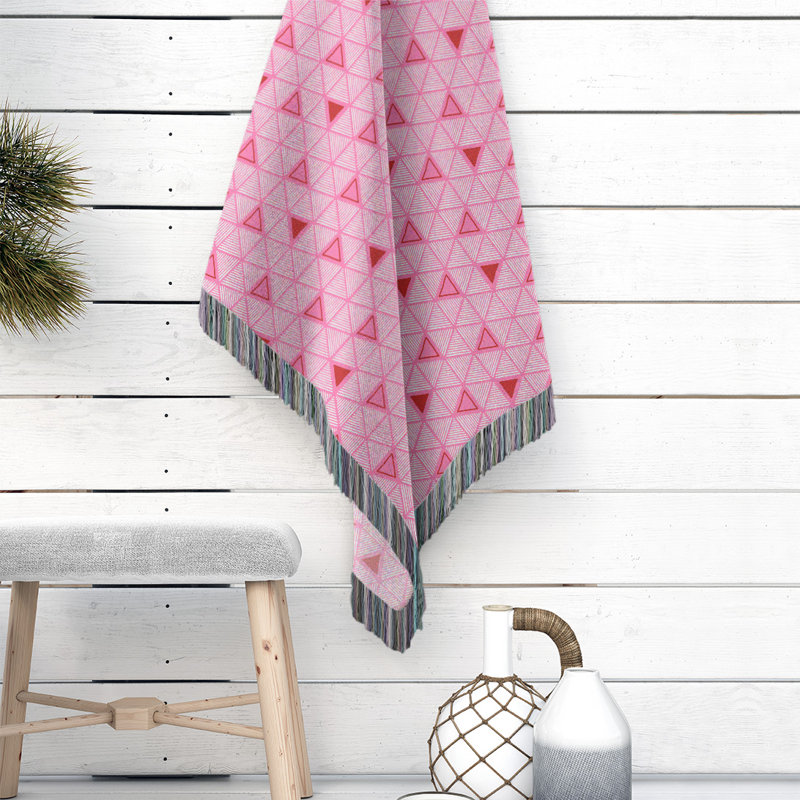 Hand Woven Throw Blanket, Pink, 80" W x 60" L