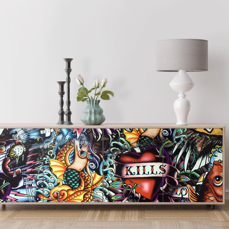 Vibrant Graffi Street Paint Peel & Stick Abstract Border, 48" L x 96" W