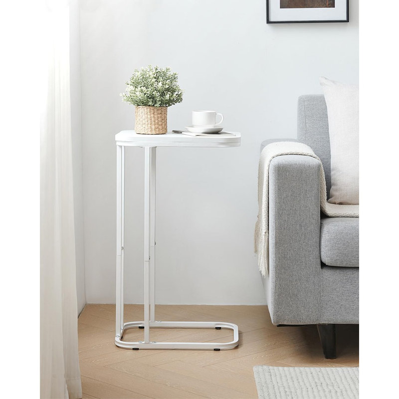 Snow White Metal C-Shaped End Table with Particleboard Top