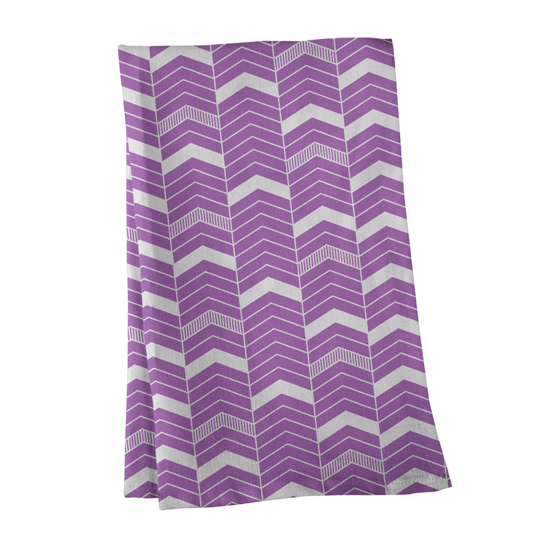 Stephenie Tea Towel Kitchen Towel, Light Purple/White, Cotton Twill