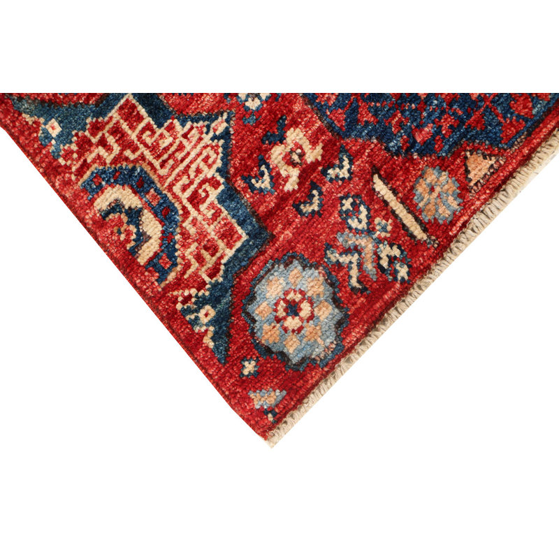 Aryana Wool Oriental Area Rug in Red/Blue/Azure