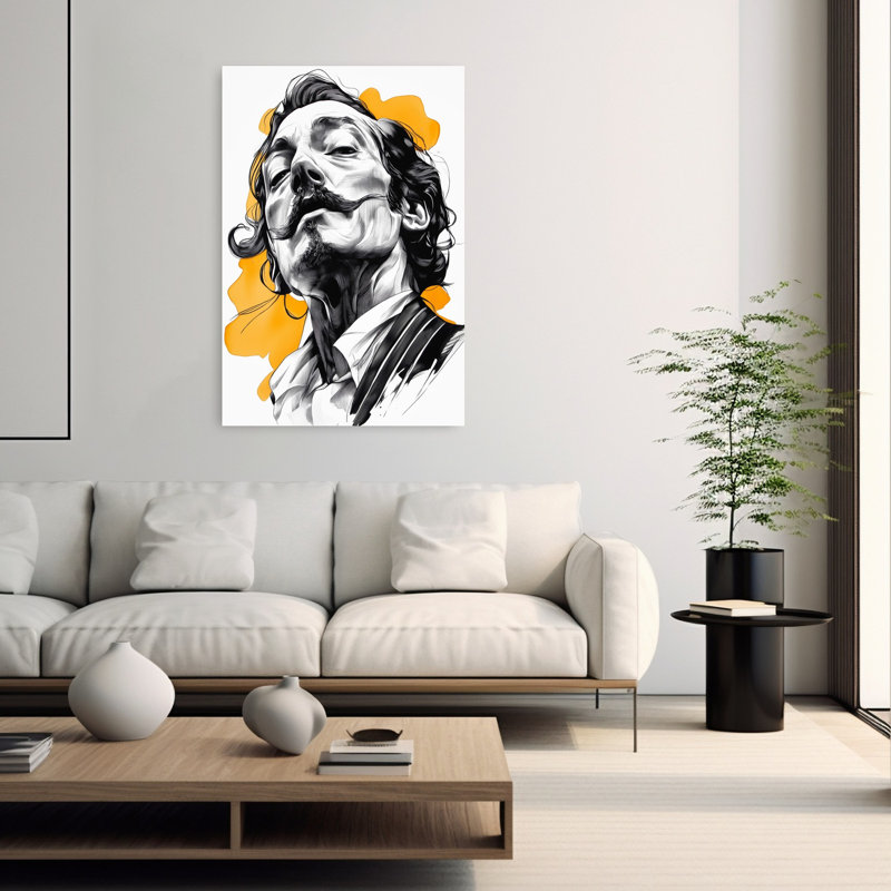 «Bold Mustache Man», art dramatique élégant, H 60 po x l 40 po