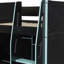 Lit mezzanine double en bois avec bureau, garde-robe ouverte, compartiments de rangement et lumières RVB, bleu nuage-6920811