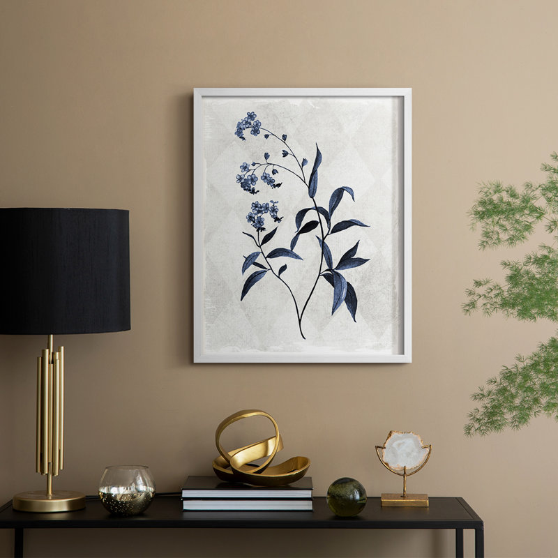 Harlequin Botanical I, reproduction encadrée - bois massif, H 21 po x l 17 po, Blanc