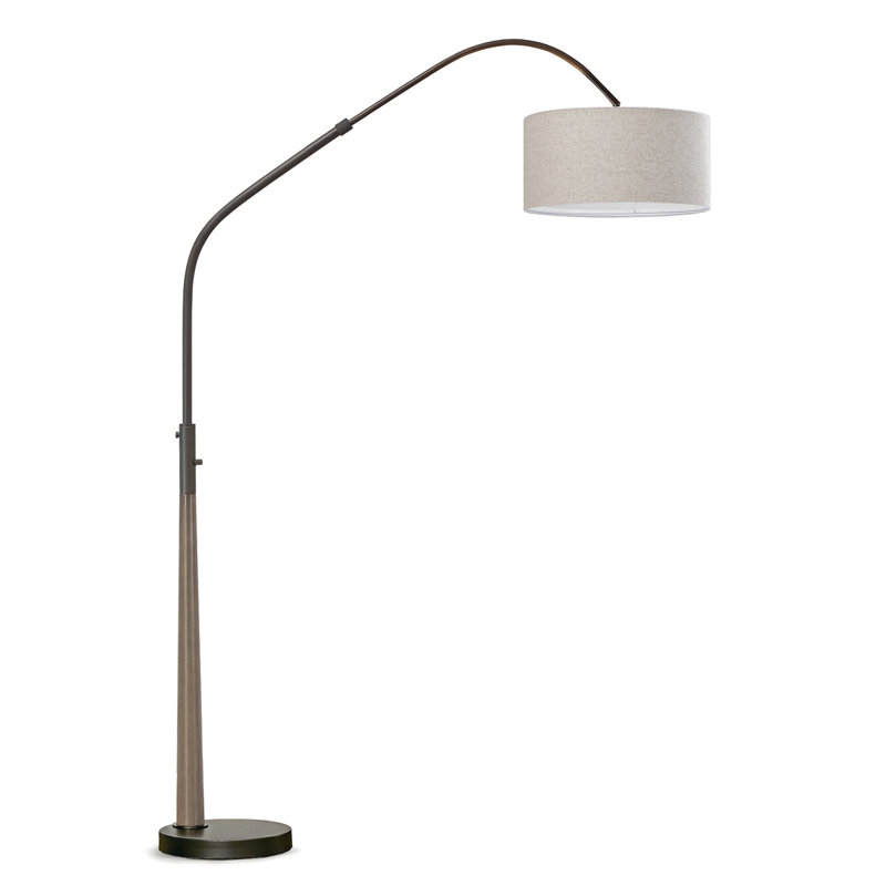 Lampe sur pied arquée en bois massif 81 po avec ampoule DEL à intensité variable Everly Quinn Quelia, Tanné, Bronze foncé
