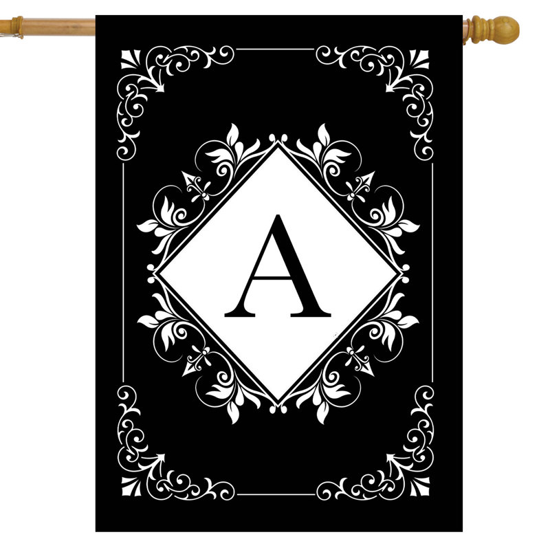 Monogramme noir et blanc d'un drapeau de maison