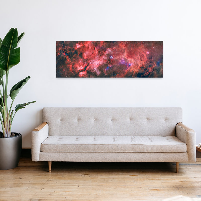 Red Cosmic Nebula by Rosa Maria Rodriguez - Wrapped Canvas Panoramic Print, 40.64 cm H x 121.92 cm W