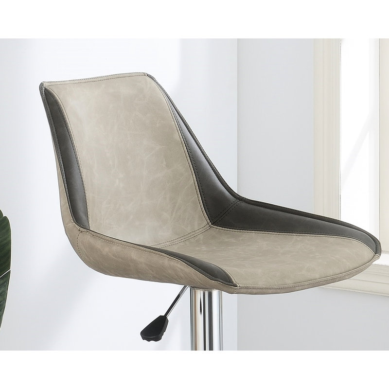 2 tabourets de bar modernes réglables 2 gris avec base et cuir ciré, de chaises