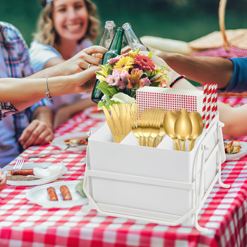 Rangement pour ustensiles avec poignée Silverware Caddy, Blanc