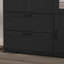 Armoire-penderie DEL en bois noir à 4 portes avec miroir, 2 tiroirs, tringle et étagères réglables.