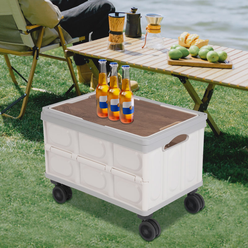 Chariot roulant pliable de grande capacité 55L, Gris clair