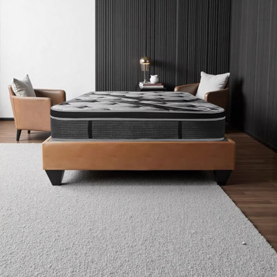 14-inch California King Size Memory Foam Mattress in a Box with Plush Euro Top & Hybrid Pocket Coils, Gray
