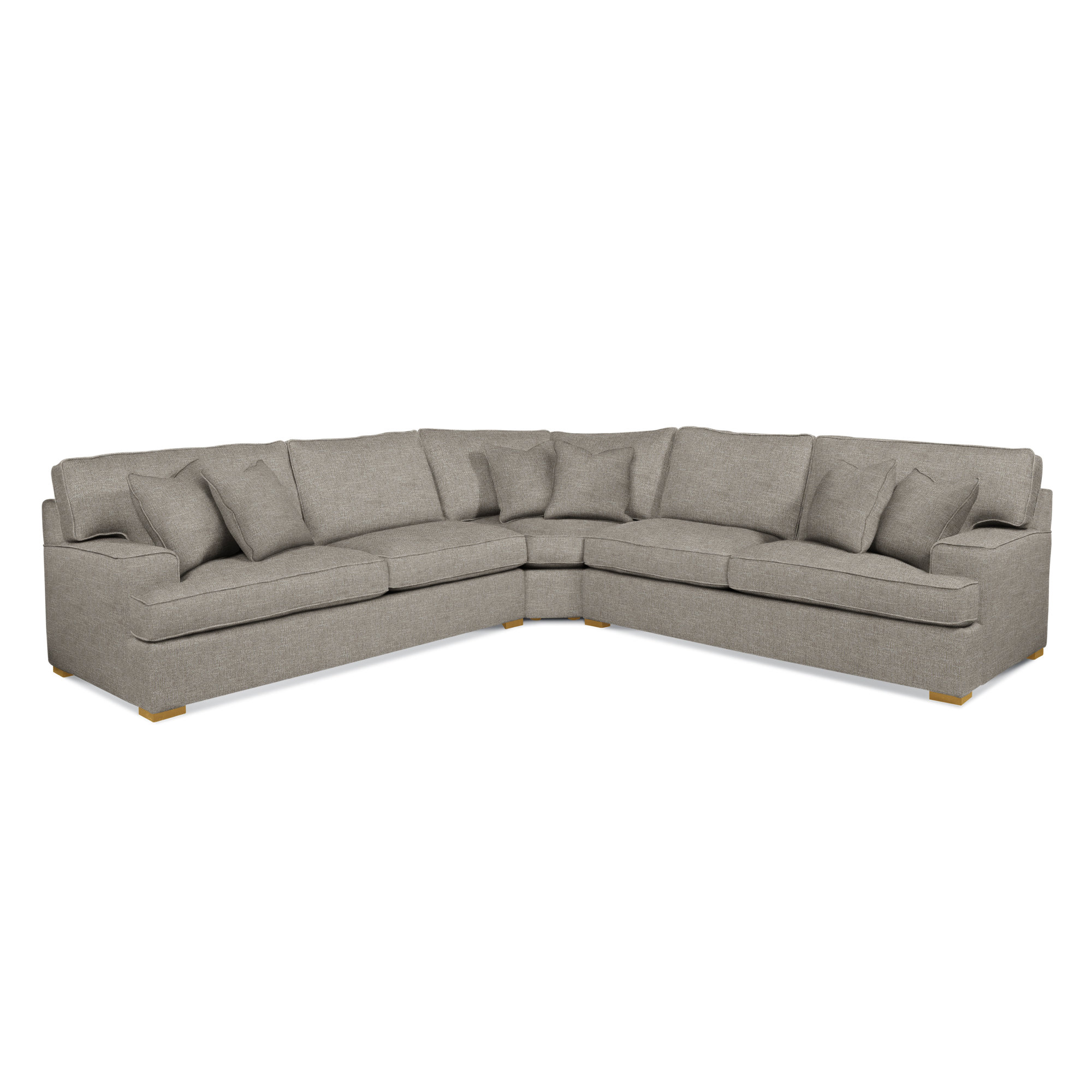 Sadie 3-Piece Upholstered Sectional, Basic Grey; 0317-83, Honey Finish