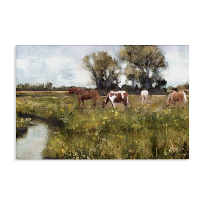«Lazy Day Horse Landscape», art mural sur toile par Nina Blue, H 16 po x l 24 po