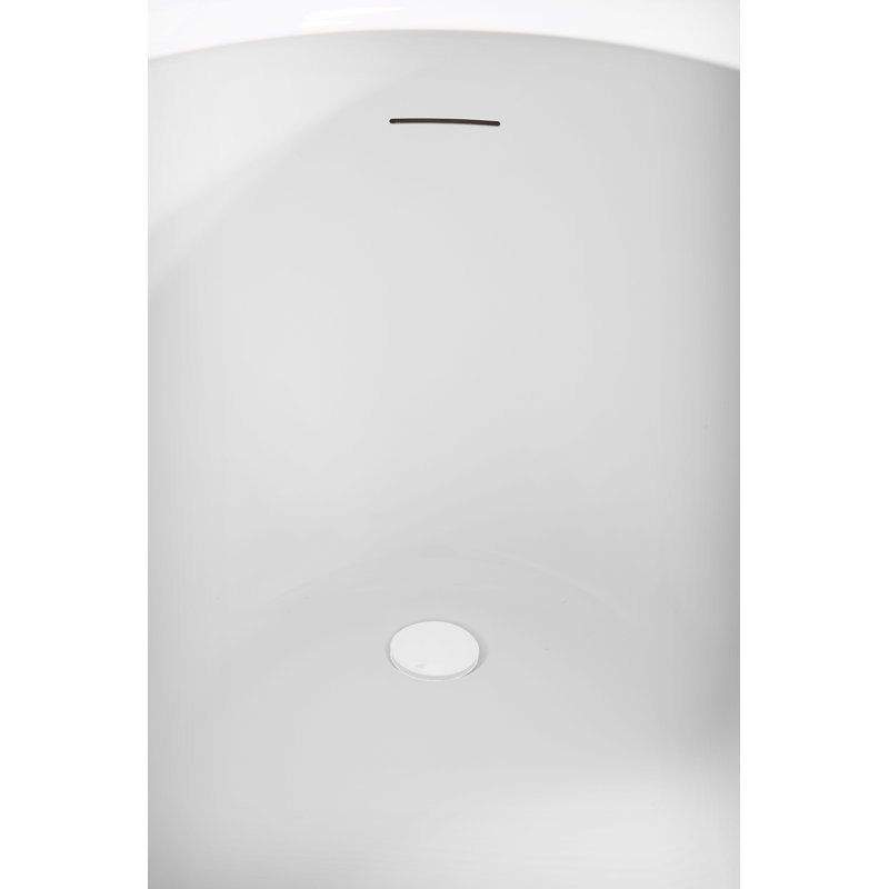67" Streamline Soaking Freestanding Tub and Tray With Internal Drain, Glossy White