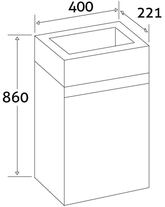 390 mm Freestanding Cloakroom Vanity, Gloss White